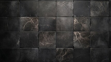 Dark Grey Square Tiles Stone Wall Texture