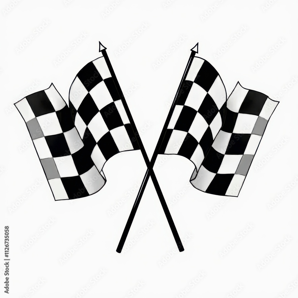Poster stylish black and white checkered flags design for logo creation and branding. generative ai