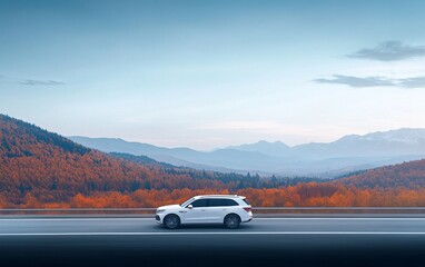 Obraz premium Autumn Mountain Road Trip: A Scenic Drive in Nature