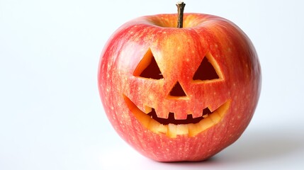 Carved Apple Jack-o'-Lantern for Halloween. AI Generated