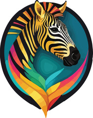Zebra Illustration vector design, Zebra logo and icon Design, Colorful Zebra vector design