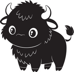 Fototapeta premium A cute kawaii bison silhouette vector and illustration design