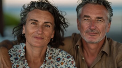 Man and woman standing side by side near the pool, their tropical resort vacation radiating joy and relaxation.