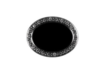 oval frame framed with glass stones isolated on white background