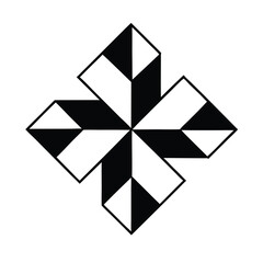 a black and white geometric design in the shape of a star.