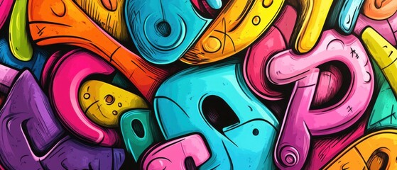 Fototapeta premium Vibrant Abstract Graffiti Art Background with Bold Colors and Shapes