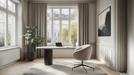 Elegant Contemporary Home Office Interior Design
