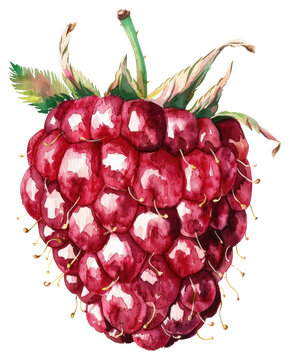 PNG  Detailed watercolor raspberry illustration