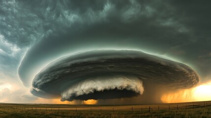Dark Storm Cloud Formation with Rainbow Glimpse in Dramatic Sky Landscape