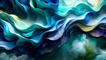 Fototapeta premium Serene Blue Paper Swirls Creating Oceanic Movement