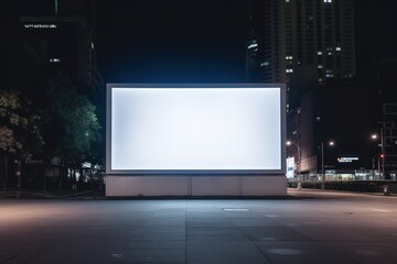 billboard and bridge with blur light in city background
