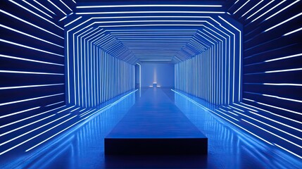 Blue Neon Light Tunnel