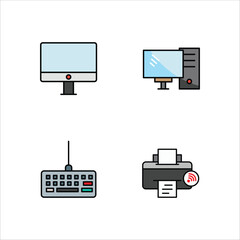 Electronic devices icon design vector symbol set private computer and printer