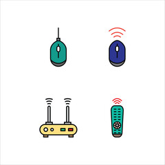 Electronic devices icon design vector symbol set mouse and router wifi