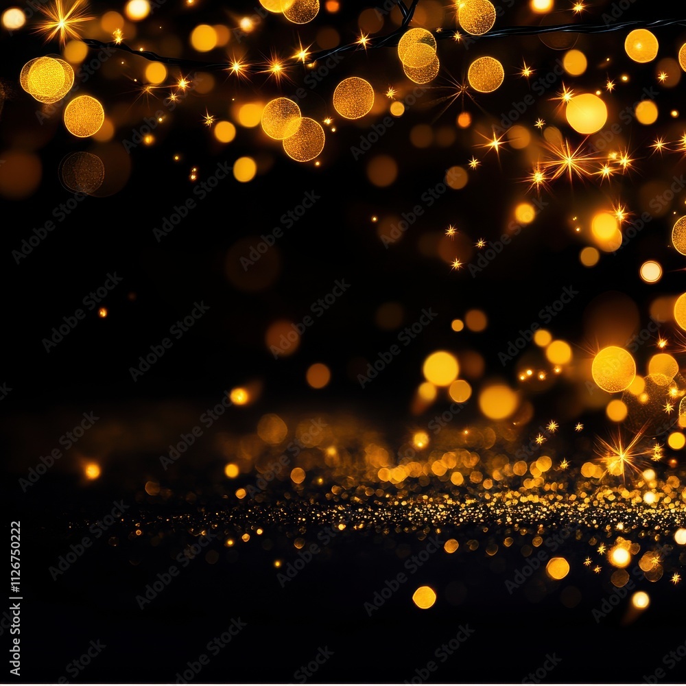 Poster a shimmering display of golden lights and bokeh, creating a magical atmosphere perfect for celebrati