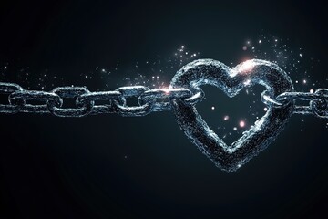 A heart shaped link within a strong metal chain