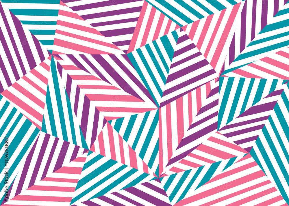 Poster abstract background with colorful geometric triangle and stripe pattern