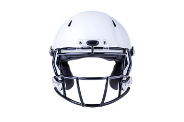 Naklejka premium White American Football Helmet with Metal Face Mask Isolated on White