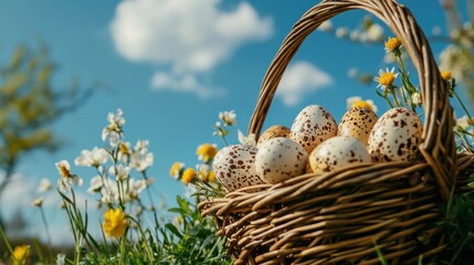 Fototapeta premium Easter egg hunt celebration meadow photography springtime low angle joyful moments