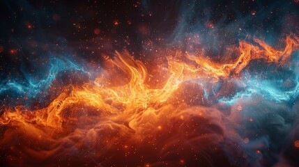 Fototapeta premium Cosmic Dance of Fire and Ice, A Visually Spectacular Abstract Background Featuring Flames