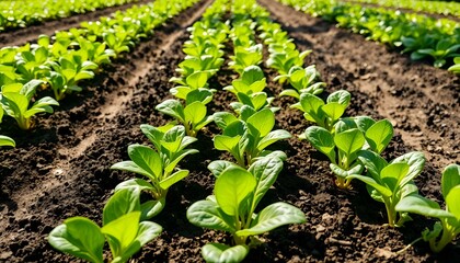 Obraz premium rows of plants in the garden
