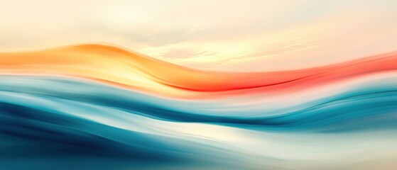 Abstract Colorful Waves: Serene Sunset Hues in Fluid Motion
