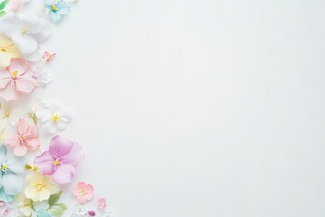 Flat Lay of Colorful Flowers on White Background for Floral Design