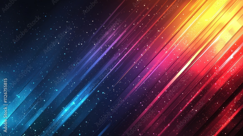 Poster abstract background with colorful stripes and starry texture in vibrant patterns