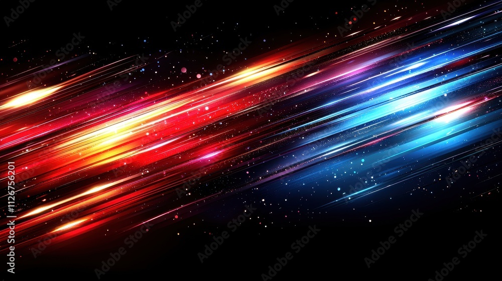 Aufkleber dynamic light streaks with vibrant colors on dark background for abstract design