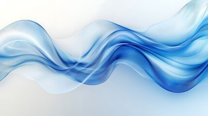 Fototapeta premium Abstract blue wave flowing on white background. (1)