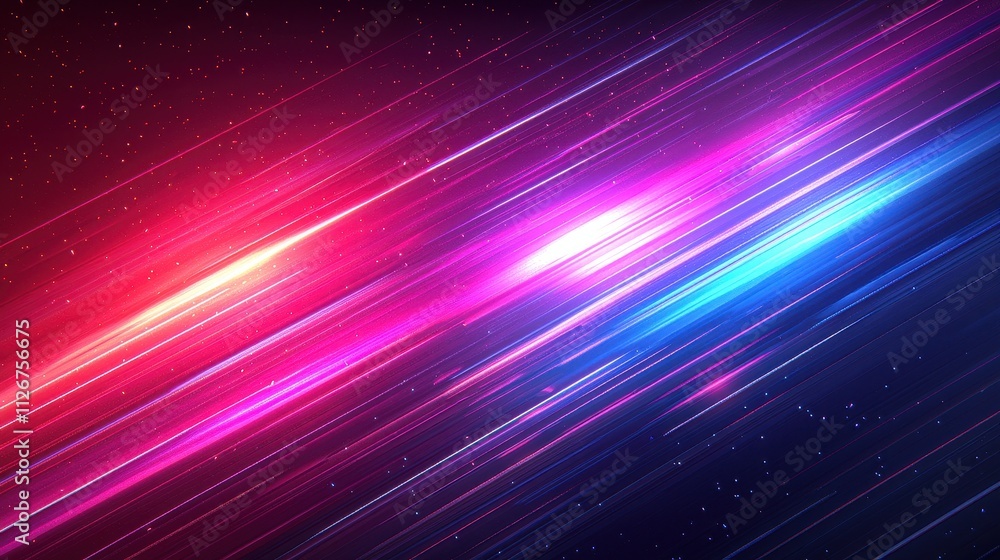 Poster abstract futuristic background with colorful light trails in space environment