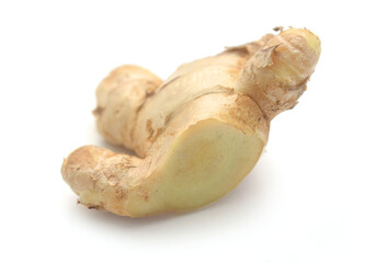 Sliced fresh ginger root isolated on white background,Craiova,Romania - stock photo
