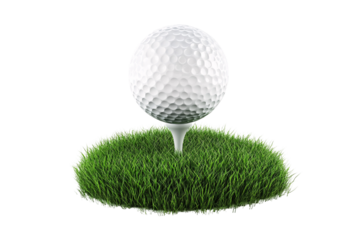 a golf ball on a tee in the grass