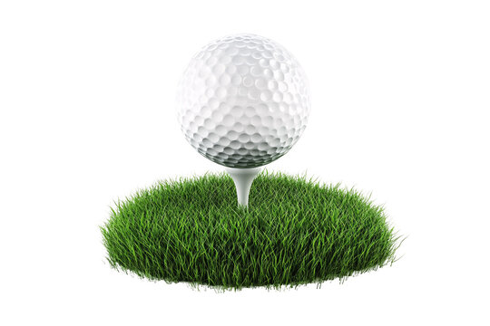 a golf ball on a tee in the grass