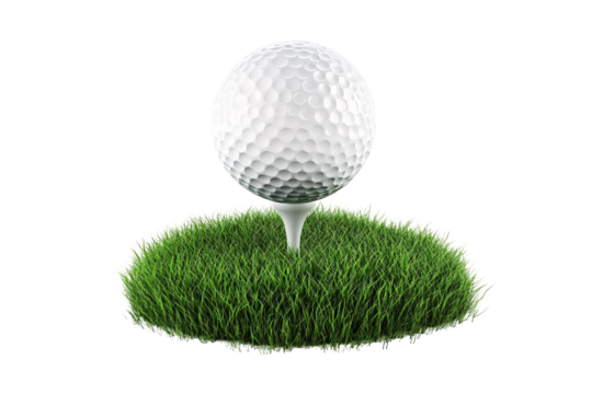 a golf ball on a tee in the grass