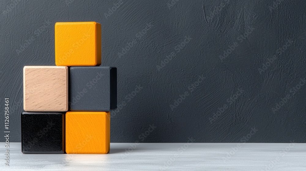 Aufkleber colorful building blocks stacked on a minimalistic background for creative play and learning