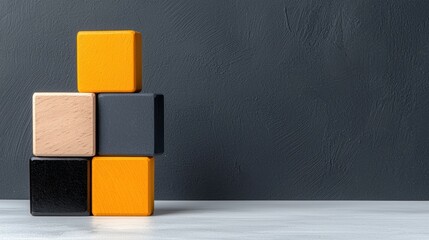 Colorful Building Blocks Stacked on a Minimalistic Background for Creative Play and Learning