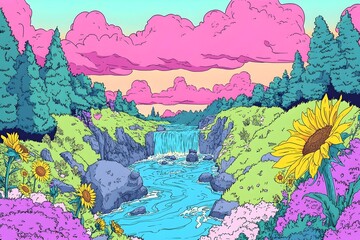 illustration, design, vector, nature, travel, sky, horizontal, landscape, art, science, drawing, vignetting, graphic, scenery, mosque, architecture, background, tree, child, adventure, environment,