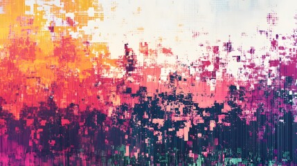 Abstract Colorful Pixelated Digital Art Design