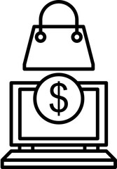 Online Shopping and Payment on Laptop Vector Icon