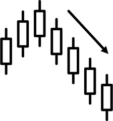Candlestick Graph with Downward Arrow Vector Icon