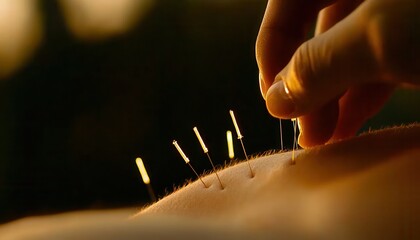 Acupuncture therapy session tranquil spa healing art natural setting close-up view wellness concept for relaxation