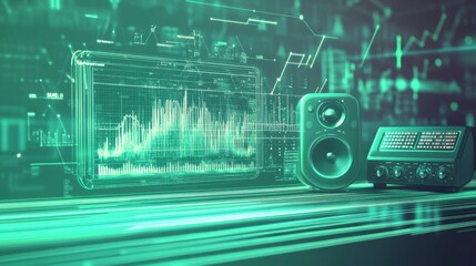 Digital Audio Visualization Futuristic Sound System Music Technology Abstract Graphic Design