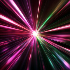 Fototapeta premium Vibrant light rays in various colors radiate from a central point, creating a stunning effect.
