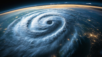 Hurricane formation over earth aerial view ultra-realistic space image natural phenomenon