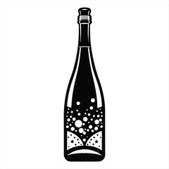 A Vector  Illustration Silhouette Elegant Champagne Bottle