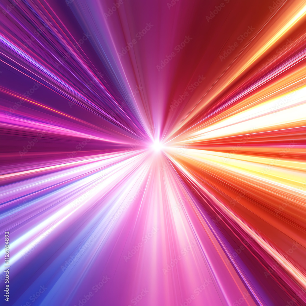 Poster abstract colorful light rays radiate from a central point, creating a vibrant effect.