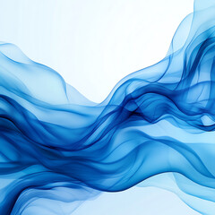 Obraz premium Elegant blue abstract wave design conveying fluidity and motion in a serene environment.