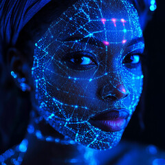 person in the digital mask and  eye