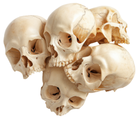 PNG Human skulls stacked together